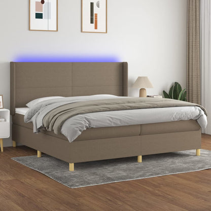 Letto A Molle Con Materasso E Led Tortora In Tessuto Talpa