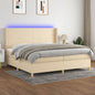 Letto A Molle Materasso E Led Bianco 200X200Cm In Tessuto Crema