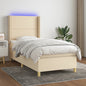 Letto A Molle Materasso E Led Bianco 200X200Cm In Tessuto Crema