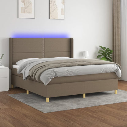 Letto A Molle Con Materasso E Led Tortora In Tessuto Talpa
