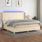 Letto A Molle Materasso E Led Bianco 200X200Cm In Tessuto Crema