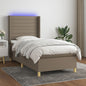 Letto A Molle Con Materasso E Led Tortora In Tessuto Talpa