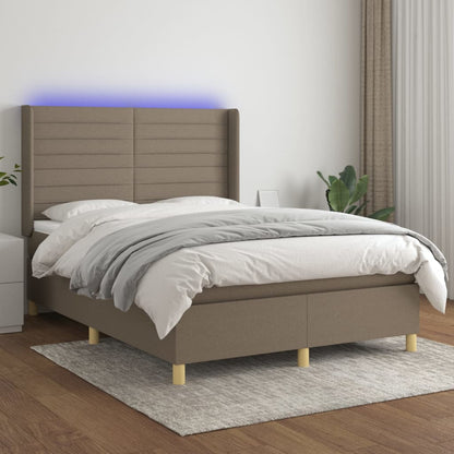 Letto A Molle Con Materasso E Led Tortora In Tessuto Talpa
