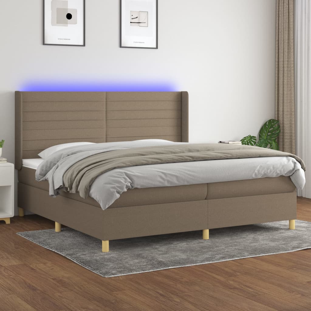 Letto A Molle Con Materasso E Led Tortora In Tessuto Talpa