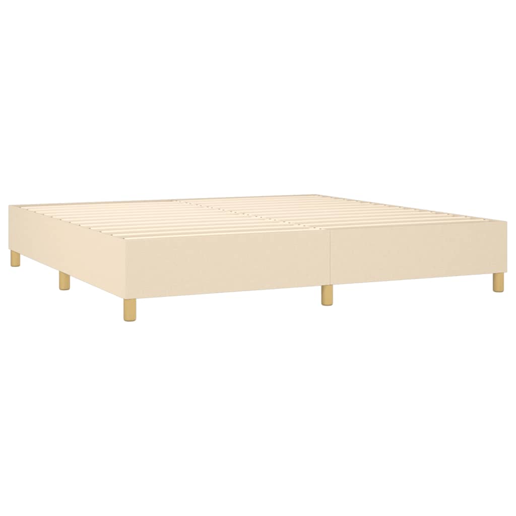 Letto A Molle Materasso E Led Bianco 200X200Cm In Tessuto Crema