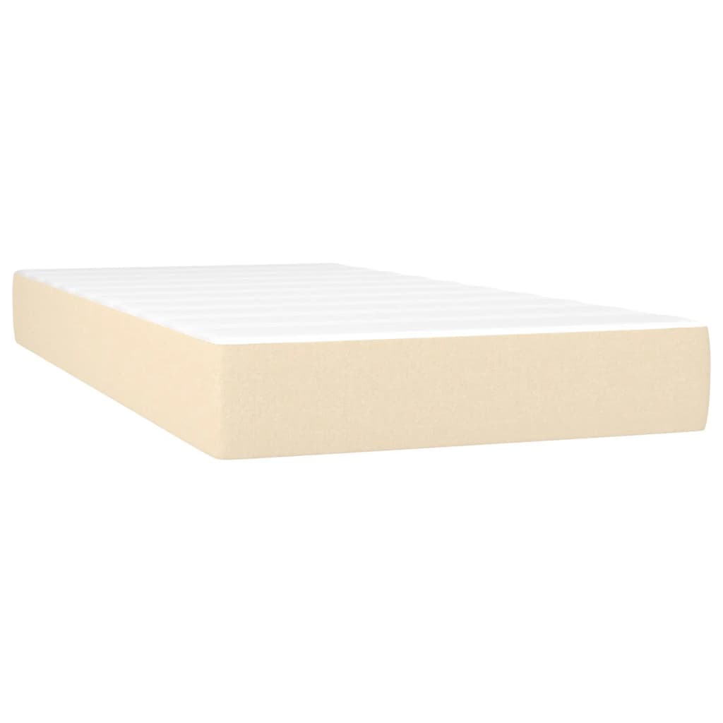 Letto A Molle Materasso E Led Bianco 200X200Cm In Tessuto Crema