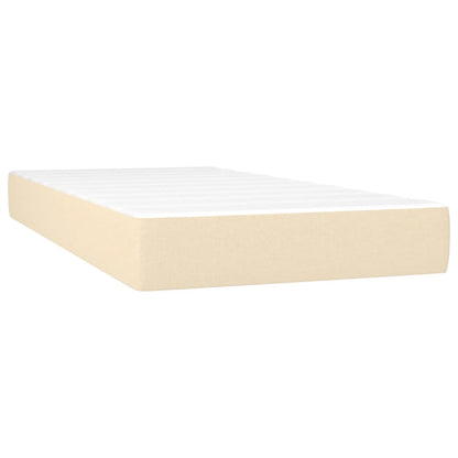 Letto A Molle Materasso E Led Bianco 200X200Cm In Tessuto Crema