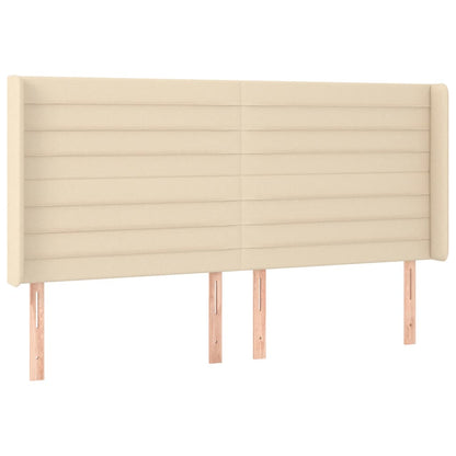 Letto A Molle Materasso E Led Bianco 200X200Cm In Tessuto Crema
