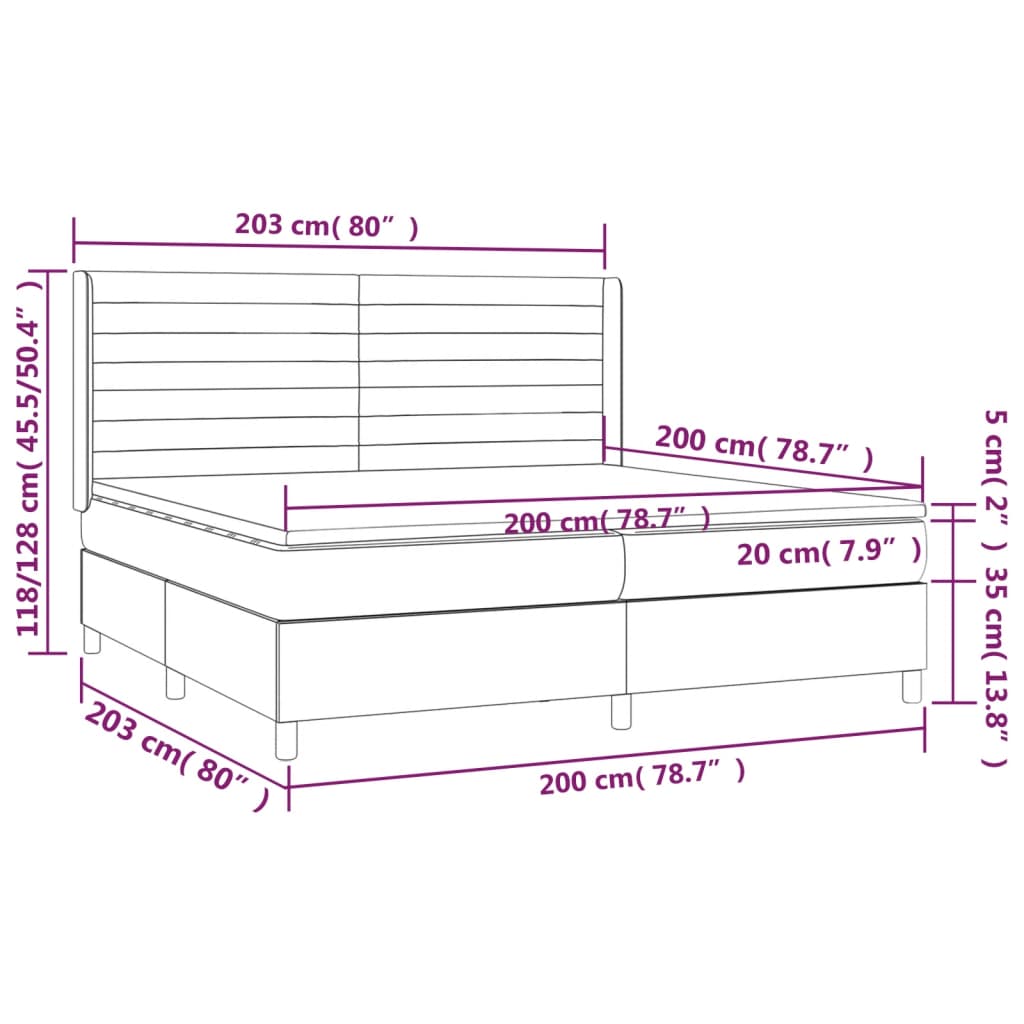 Letto A Molle Materasso E Led Bianco 200X200Cm In Tessuto Crema