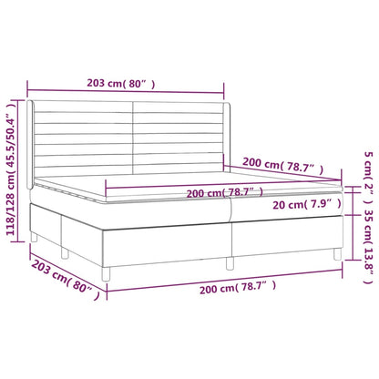 Letto A Molle Materasso E Led Bianco 200X200Cm In Tessuto Crema