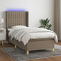 Letto A Molle Con Materasso E Led Tortora In Tessuto Talpa
