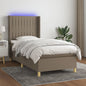 Letto A Molle Con Materasso E Led Tortora In Tessuto Talpa