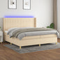 Letto A Molle Materasso E Led Bianco 200X200Cm In Tessuto Crema