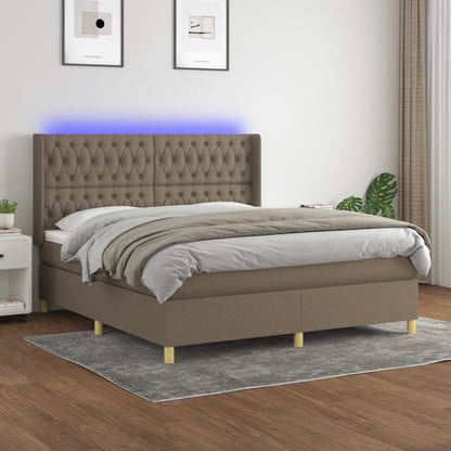 Letto A Molle Con Materasso E Led Tortora In Tessuto Talpa