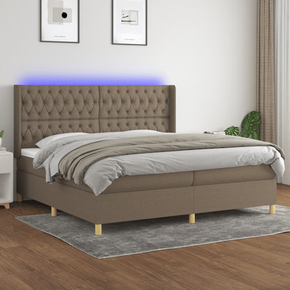 Letto A Molle Con Materasso E Led Tortora In Tessuto Talpa