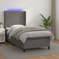 Giroletto Molle Con Materasso E Led 140X200Cm Similpelle Grigio