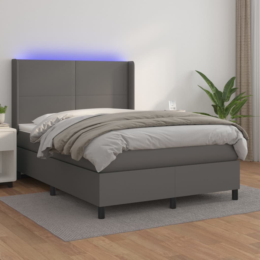 Giroletto Molle Con Materasso E Led 140X200Cm Similpelle Grigio