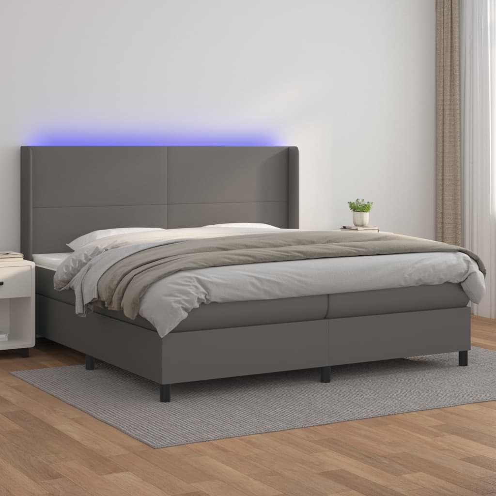Giroletto Molle Con Materasso E Led 140X200Cm Similpelle Grigio
