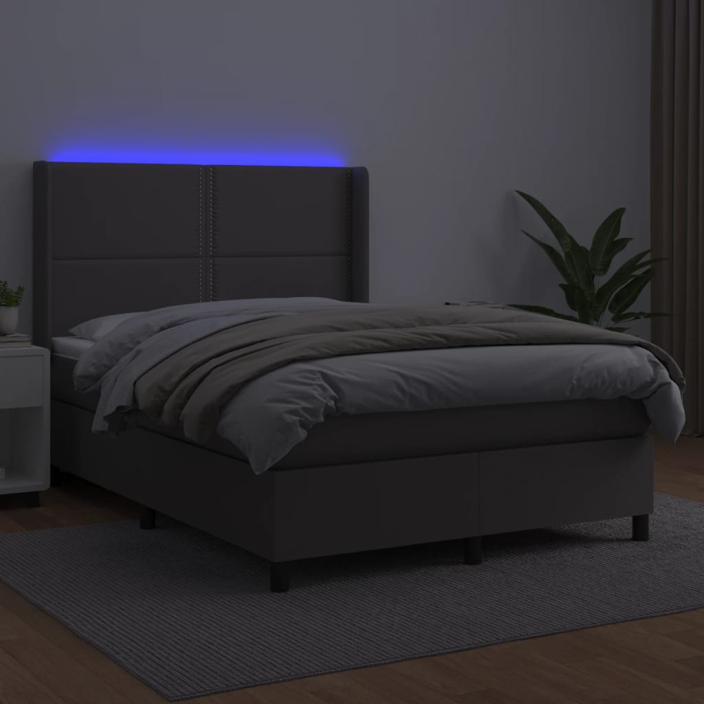 Giroletto Molle Con Materasso E Led 140X200Cm Similpelle Grigio