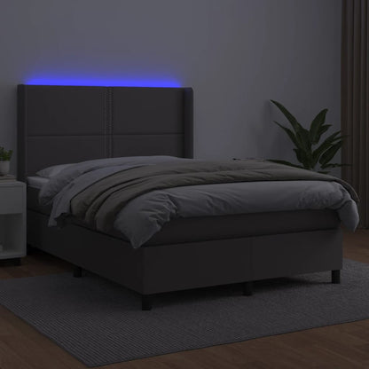 Giroletto Molle Con Materasso E Led 140X200Cm Similpelle Grigio
