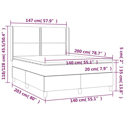 Giroletto Molle Con Materasso E Led 140X200Cm Similpelle Grigio