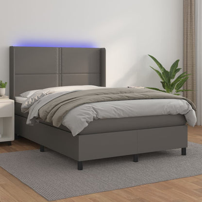 Giroletto Molle Con Materasso E Led 140X200Cm Similpelle Grigio
