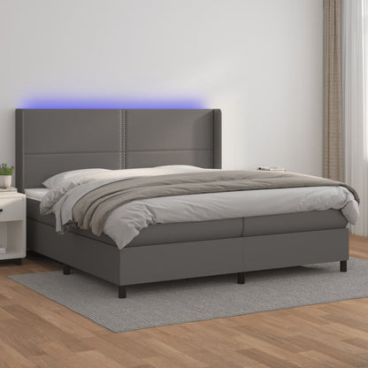 Giroletto Molle Con Materasso E Led 140X200Cm Similpelle Grigio