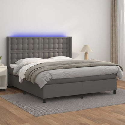 Giroletto Molle Con Materasso E Led 140X200Cm Similpelle Grigio