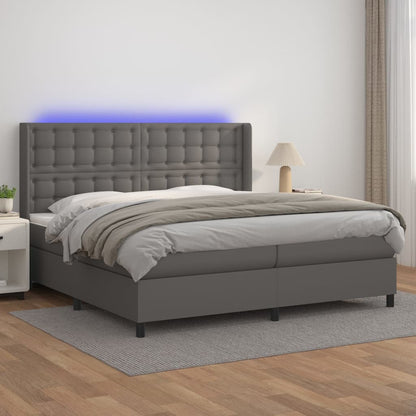 Giroletto Molle Con Materasso E Led 140X200Cm Similpelle Grigio