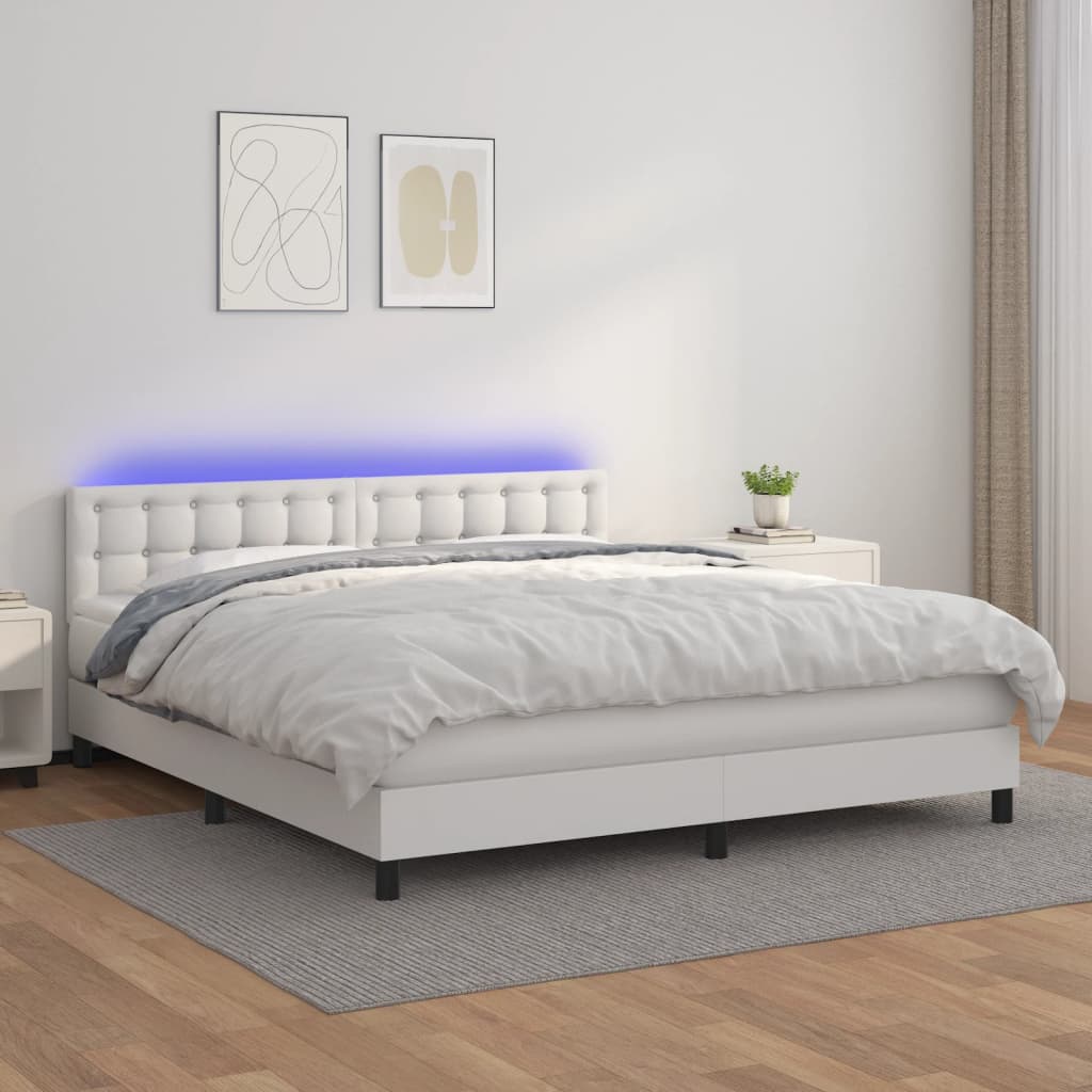 Giroletto Molle Con Materasso E Led 160X200Cm Similpelle