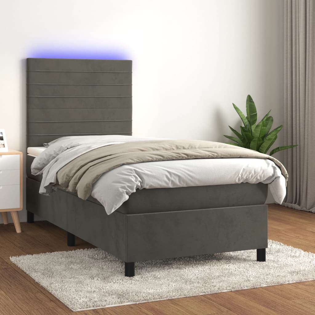 Letto A Sorgente Led Con Materasso Velluto