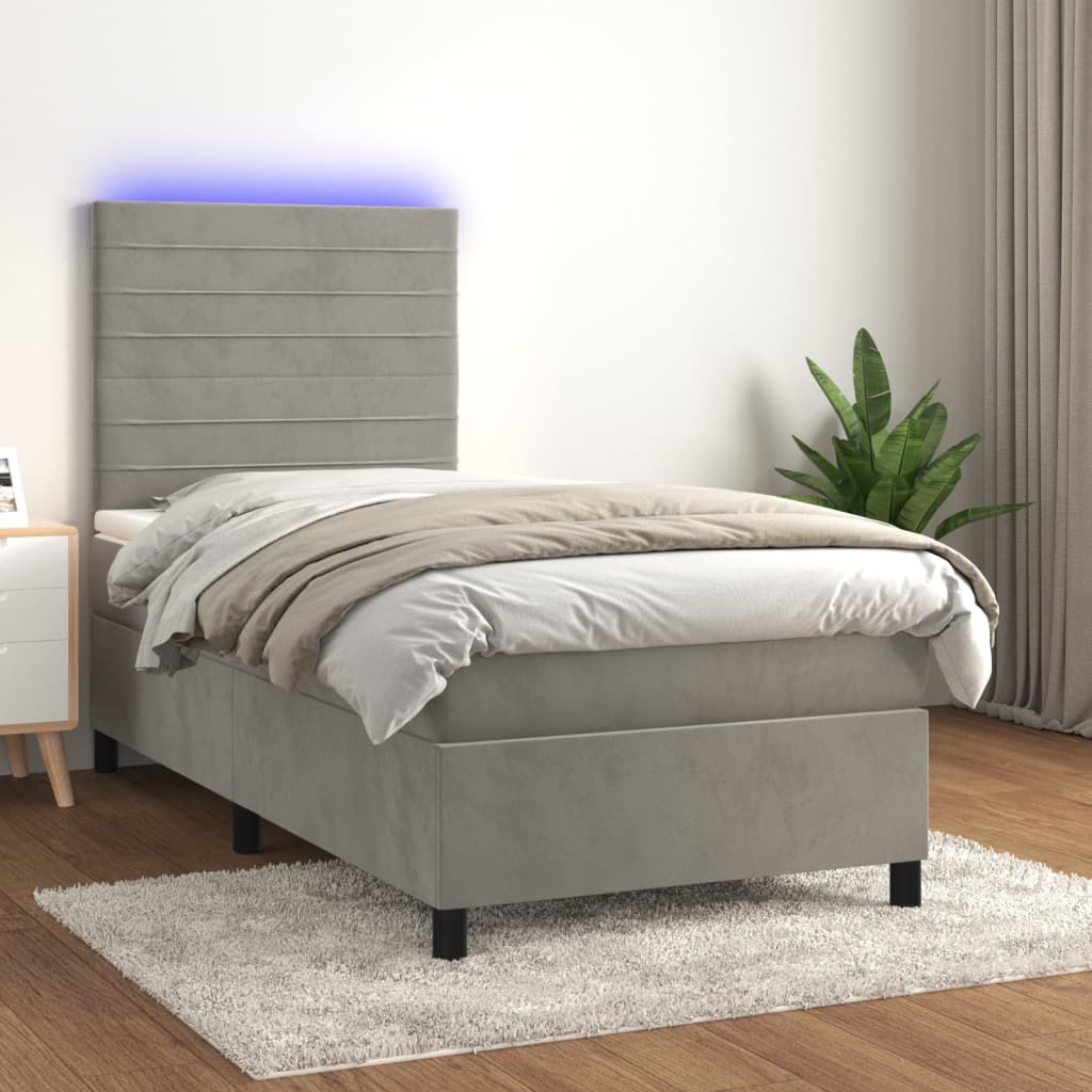 Letto A Sorgente Led Con Materasso Velluto