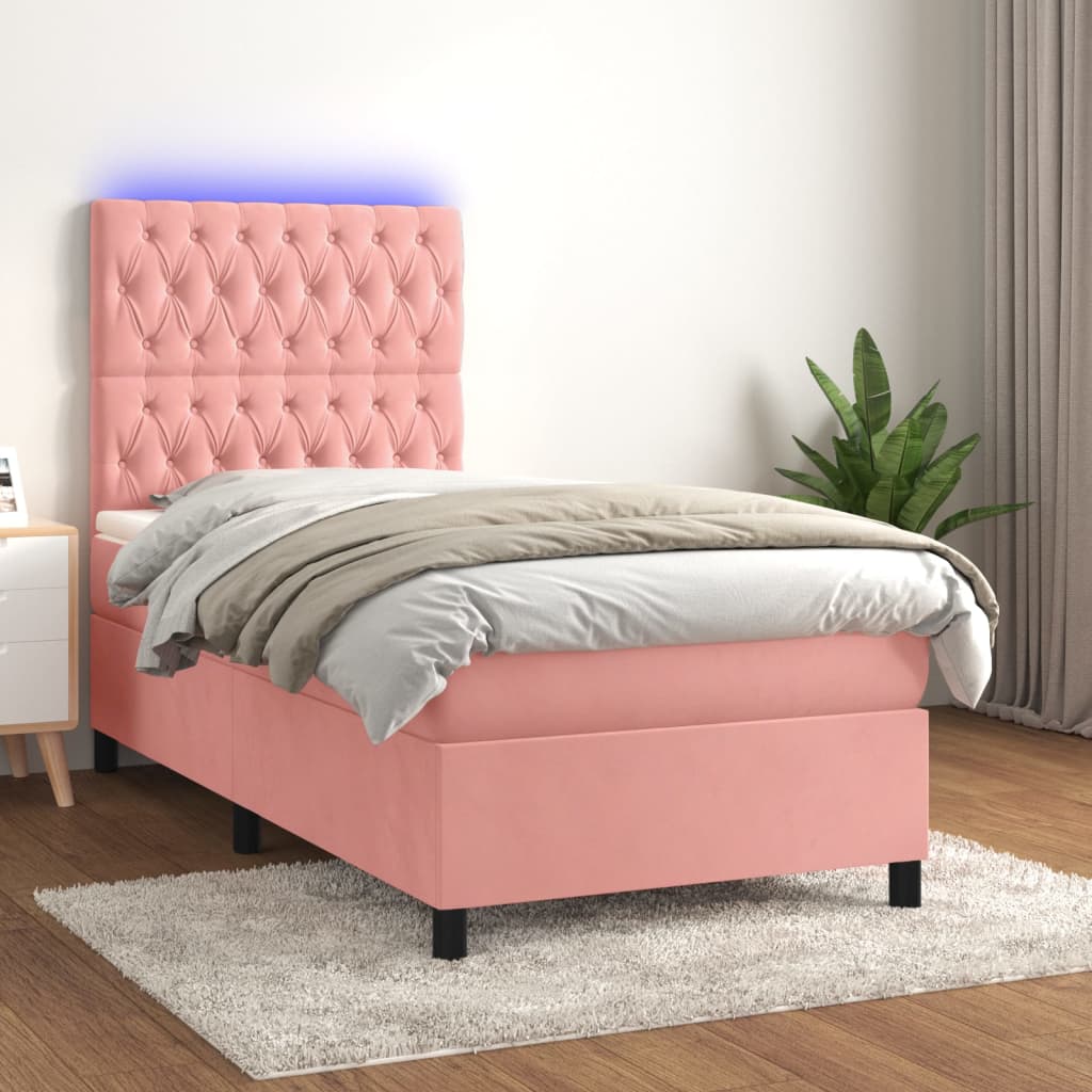 Letto A Sorgente Led Con Materasso Velluto