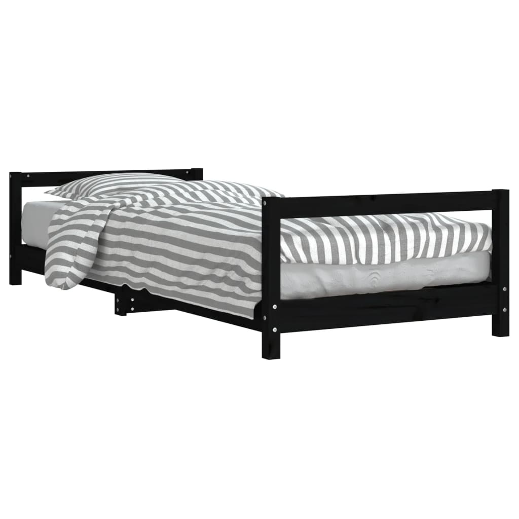 Giroletto Per Bambini Nero 80X200 Cm In Legno Massello Di Pino