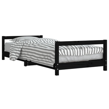 Giroletto Per Bambini Nero 80X200 Cm In Legno Massello Di Pino