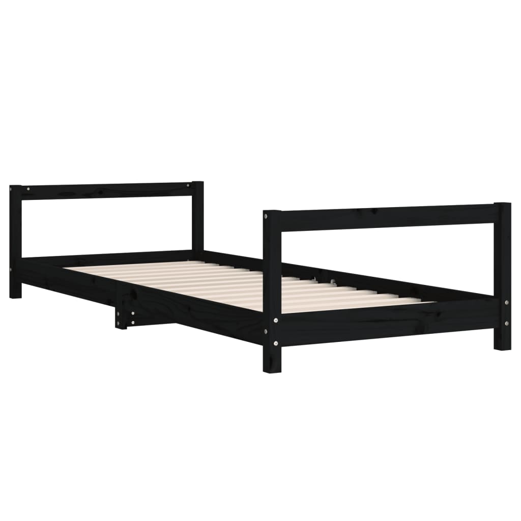 Giroletto Per Bambini Nero 80X200 Cm In Legno Massello Di Pino