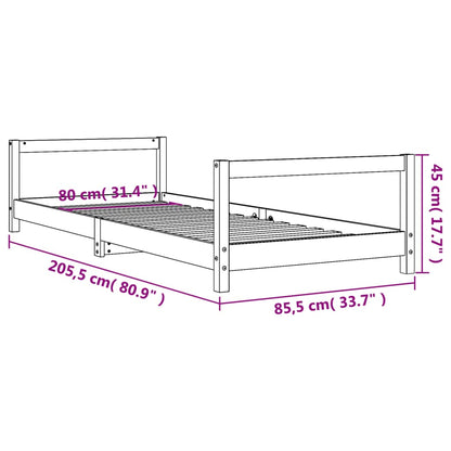 Giroletto Per Bambini Nero 80X200 Cm In Legno Massello Di Pino