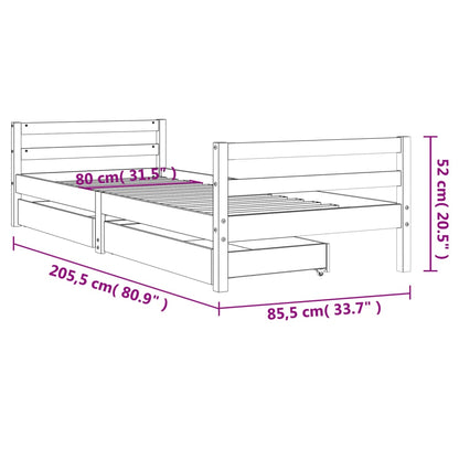 Giroletto Bambini Con Cassetti 80X200Cm Massello Di Pino