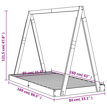 Giroletto Per Bambini Bianco 80X160Cm In Legno Massello Di Pino