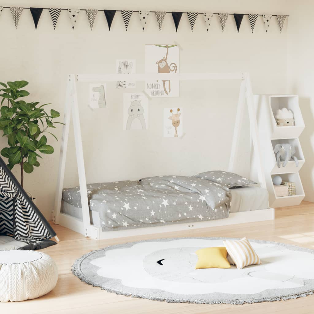 Giroletto Per Bambini Bianco 80X160Cm In Legno Massello Di Pino