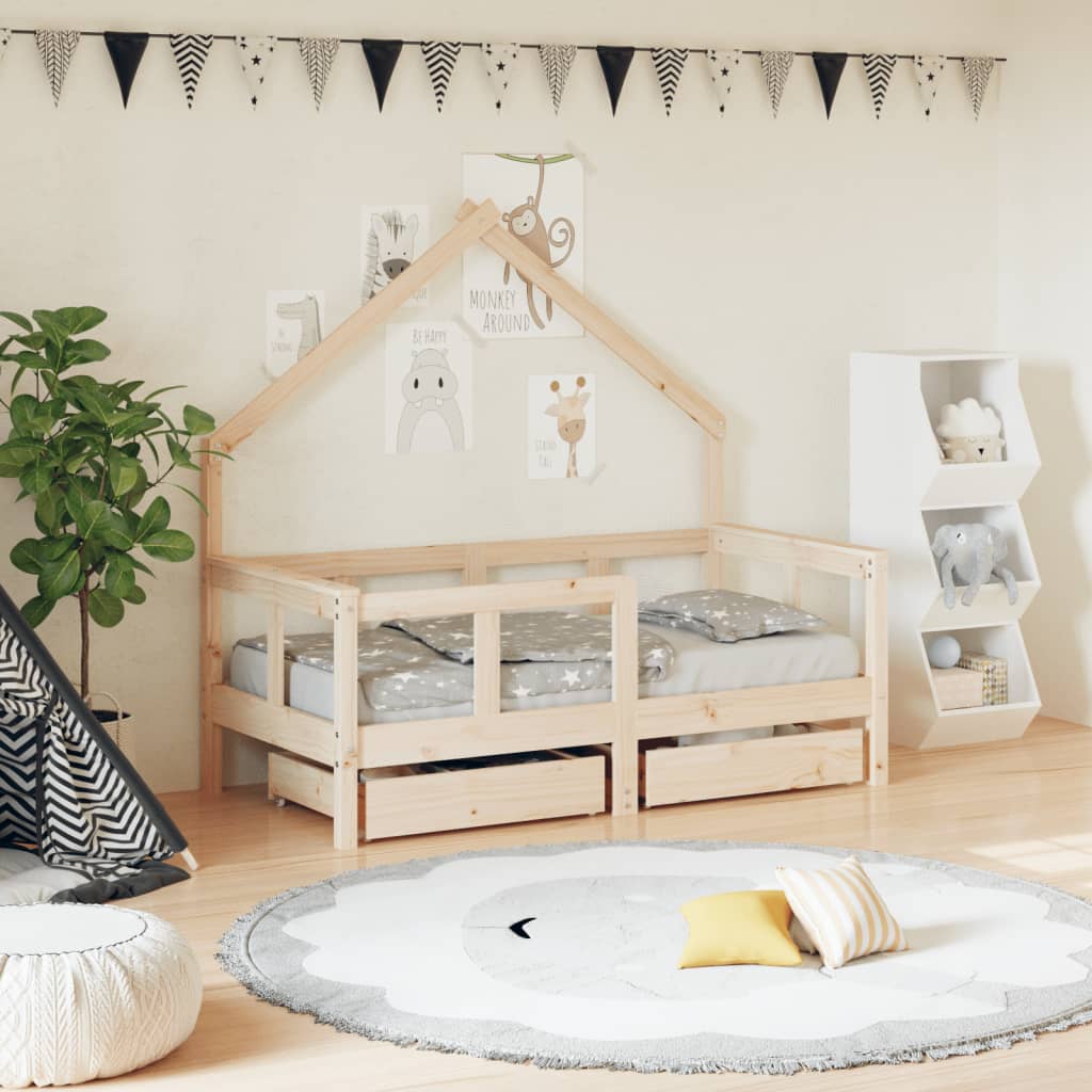 Giroletto Bambini Con Cassetti 90X200Cm Massello Di Pino
