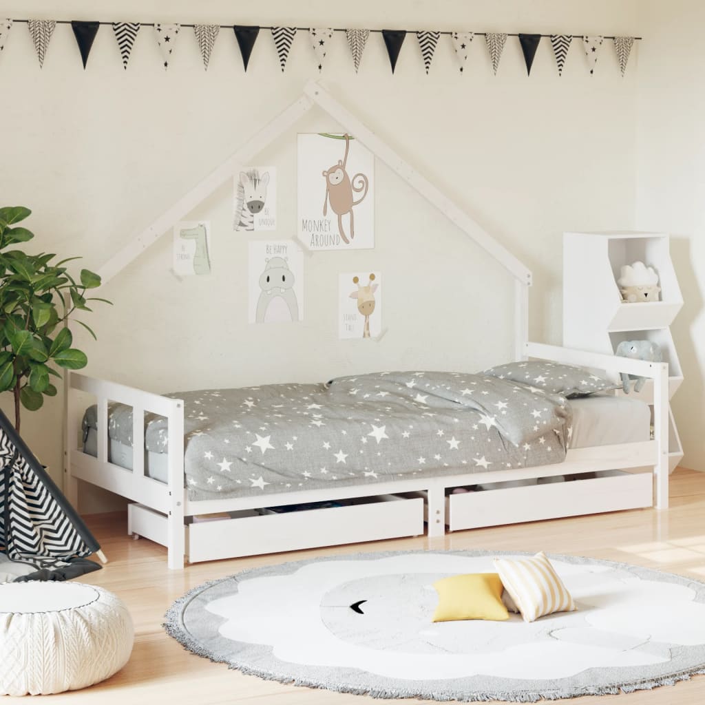 Giroletto Bambini Con Cassetti 90X200Cm Massello Di Pino