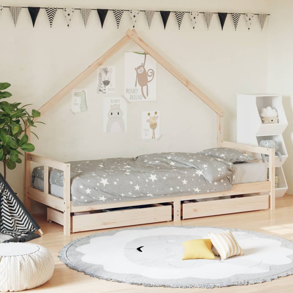 Giroletto Bambini Con Cassetti 90X200Cm Massello Di Pino