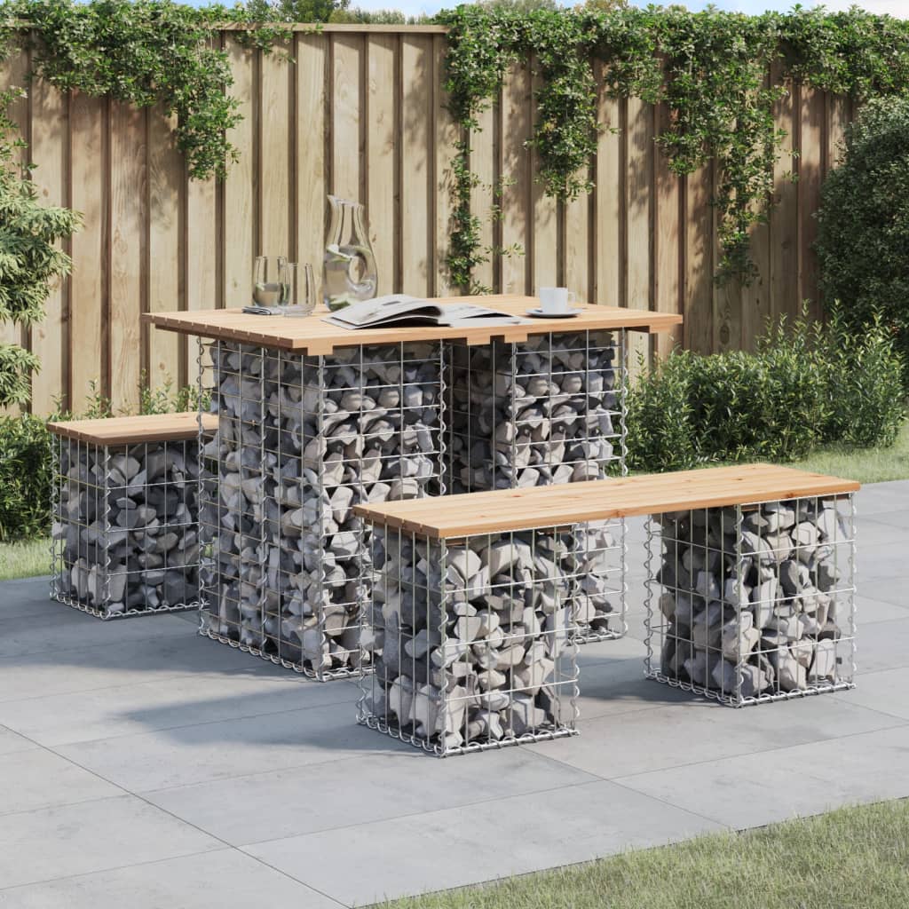 Tavolo Da Giardino In Gabbione Design 100X70X72 Cm In Legno Massello Di Pino Pino Naturale