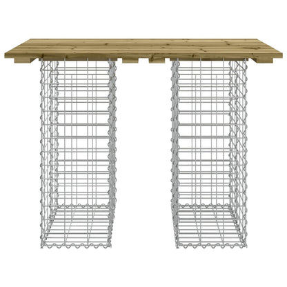 Tavolo Da Giardino In Gabbione Design 100X70X72 Cm In Legno Di Pino Impregnato Marrone Scuro
