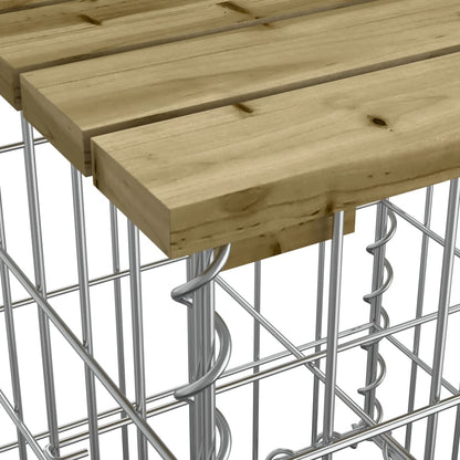 Tavolo Da Giardino In Gabbione Design 100X70X72 Cm In Legno Di Pino Impregnato Marrone Scuro