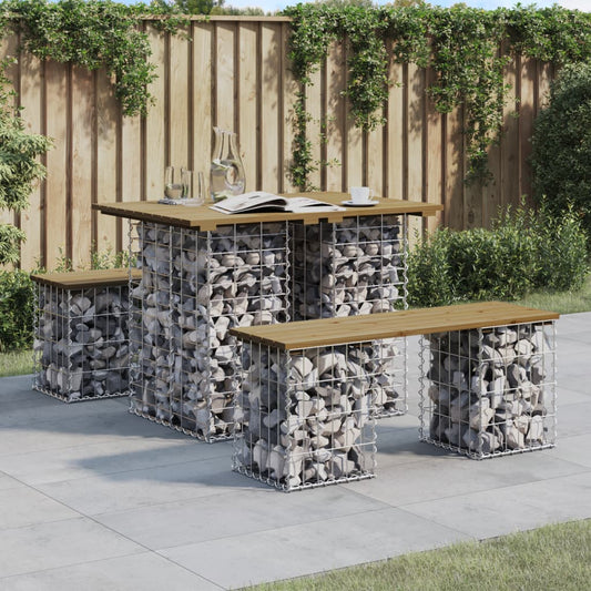 Tavolo Da Giardino In Gabbione Design 100X70X72 Cm In Legno Di Pino Impregnato Marrone Scuro