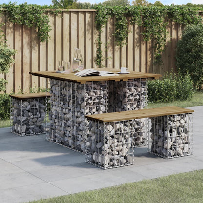 Tavolo Da Giardino In Gabbione Design 100X70X72 Cm In Legno Di Pino Impregnato Marrone Scuro