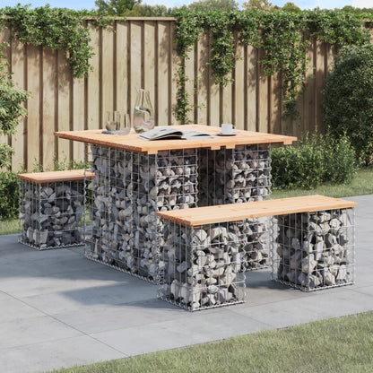 Tavolo Da Giardino In Gabbione Design 100X70X72 Cm In Legno Massello Di Pino Pino Naturale
