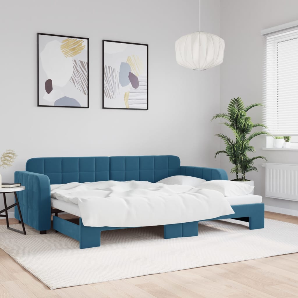 Letto Da Giorno In Velluto Blu